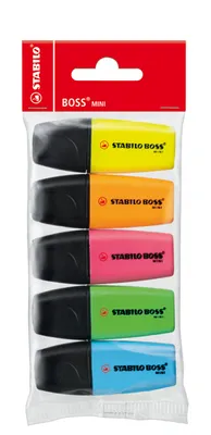 Produktbild von Textmarker - STABILO BOSS MINI - 5er Pack - gelb, blau, grün, orange, pink