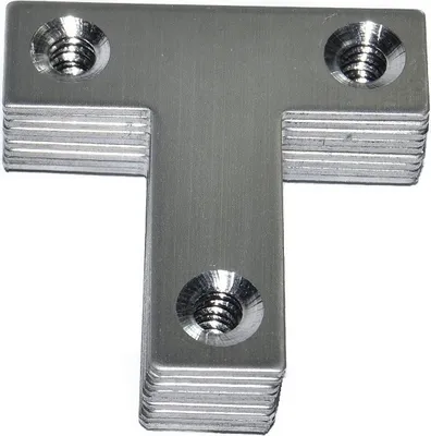 Produktbild von Edelstahl T-Verbinder 40x40x12mm (VE 10 Stück) Lochwinkel Montagewinkel Möbelbefestigung