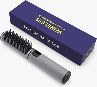 Image de Brosse lissante pour cheveux, confort sans fil, technologie d'ions négatifs, GRIS