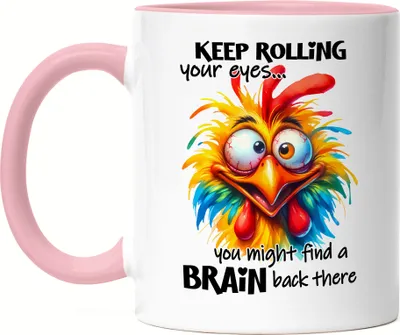 Produktbild von Keep Rolling Your Eyes Tasse Rosa Lustiges Huhn Humor Sarkastisch Geschenkidee