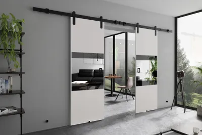 Produktbild von KIER FURNITURE MIA DUO – Schiebetür Komplettset – 132x205x1,6 cm - Weiß