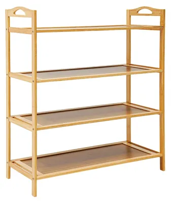 Image de Étagère à chaussures en bambou - Étagère à chaussures - 4 niveaux - Rangement ouvert - Entrée et couloir - 60 × 25 × 67 cm - Naturel