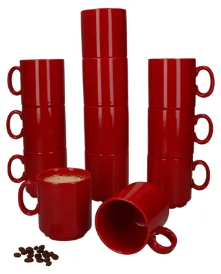 Produktbild von 12er Set Event Kaffeebecher 250ml rot Porzellan-Tassen stapelbar