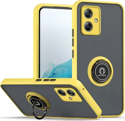Produktbild von Hülle für Motorola Moto G54 Ring Halter Ständer Matte Transluzent TPU Bumper Stoßfest Schutzhülle Gelb