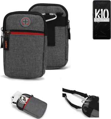 Produktbild von K-S-Trade Holster Gürteltasche kompatibel mit Oppo K10 Pro Handy Tasche Schutz Hülle grau Zusatzfächer 1x