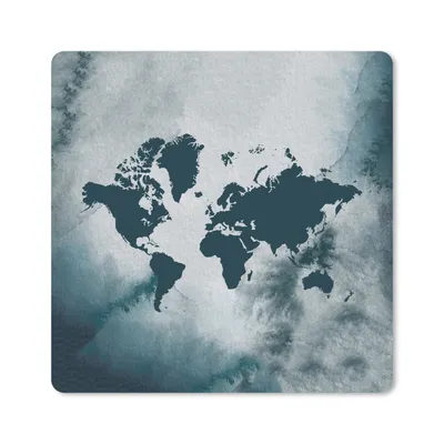 Produktbild von MuchoWow® Mauspad Mousepad Weltkarte - Aquarell - Blau 20x20 cm - Mousepads - Maus Mat - Pad - Mausunterlage - Desk Mat - Bureauartikeln