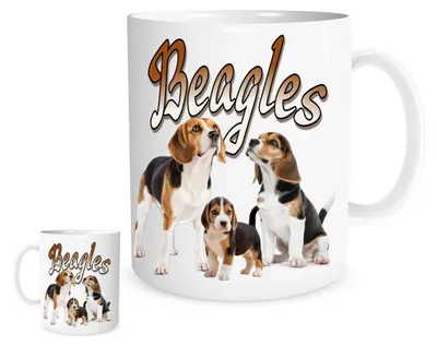 Keramiktasse mit Beagle-Motiv, 11 oz, 12 x 9,5 cm