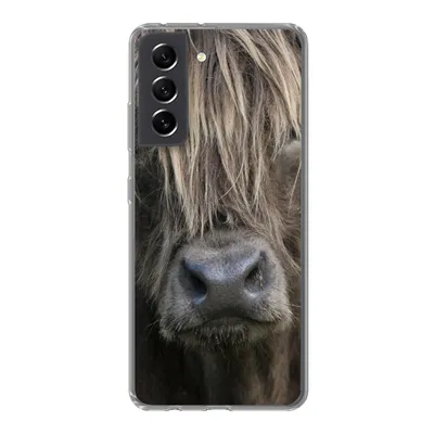 Produktbild von MuchoWow® Handyhülle Schutzhülle Hülle für Samsung Galaxy S21 FE Schottischer Highlander - Braun - Nase Silikon Softcase Handy Hülle - Mobiltelefonhülle