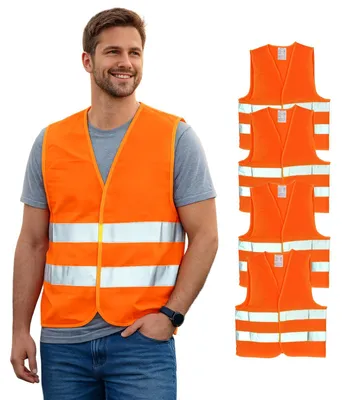 Produktbild von First Aid Only Warnweste Orange | Sicherheitsweste für Auto & Fahrrad nach EN ISO 20471:2013 | Reflektierende Weste für Erwachsene, Einheitsgröße, waschbar | P-91912 00