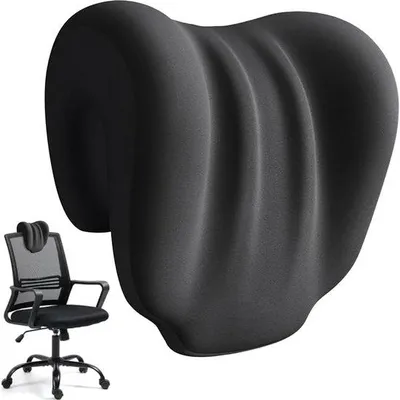 Productafbeelding van Memory Effect Neksteun, Neksteun voor Bureaustoelen, Nekkussen, Hoofdkussen voor Volwassenen en Studenten (Zwart) - Ergonomisch en Onder