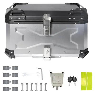 Produktbild von Motorrad-Topcase - Heckgepäckkoffer - 65 l - Aluminium - Wasserdicht - Schnellverschluss - Silber