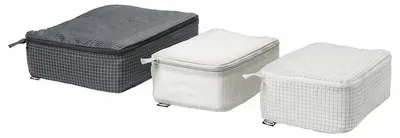 Produktbild von IKEA RENSARE Aufbewahrungsbox mit Deckel, kariert, grau, schwarz