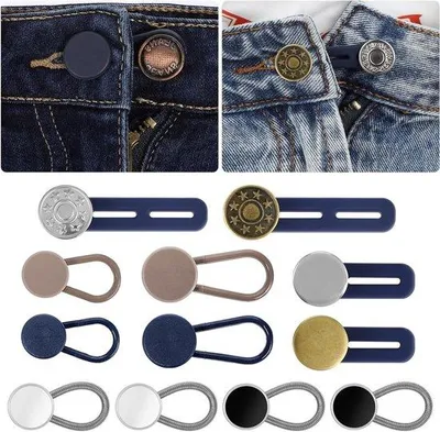 Immagine prodotto di Bottoni in metallo da donna - Bottoni elasticizzati - Set da 12 - Metallo - Bottoni senza cucitura - Prolunga per jeans