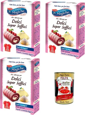Produktbild von Lo Conte- Le Farine Magiche Mix Africano per Dolci Super SofficiAfrikanische Mischung für superweiche Desserts 3x200gr + Italian Gourmet polpa 400gr