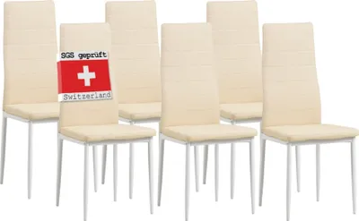 Produktbild von Albatros Esszimmerstühle MILANO 6er Set, Beige - Polsterstuhl mit Kunstleder-Bezug, Modernes Stilvolles Design am Esstisch - Küchenstuhl oder Stuhl Esszimmer mit hoher Belastbarkeit 110kg