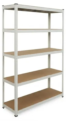 Zdjęcie produktu dla Regał o dużej nośności Relaxdays, wys. x szer. x gł.: 200 x 120 x 60 cm, nośność 875 kg, 5 półek, regał magazynowy do piwnicy i garażu, do montażu na zatrzaski, biało-brązowy