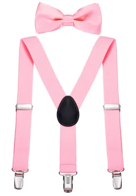 Produktbild von DonDon Jungen Hosenträger Fliegen Set rosa elastisch und längenverstellbar für Kinder von 1 - 8 Jahre