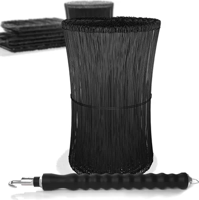 Produktbild von Heimfleiss® Drillapparat + Ösendraht Betonbindedraht 1,4 x 300 mm (1000 Stk.) - PVC ummantelter Rödeldraht Set in schwarz - Bindedraht für Draht Driller