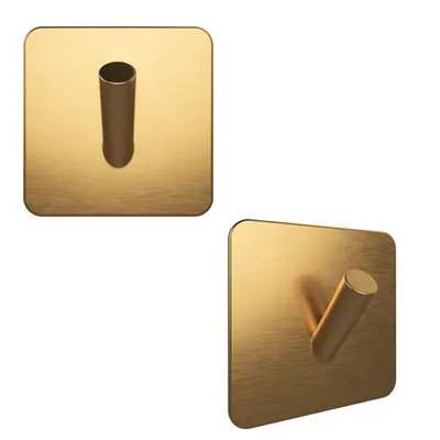 Produktbild von EAVY Handtuchhaken selbstklebend, 2 Stück, eckig, Edelstahl Gold-Optik, ohne Bohren für Bad und Küche