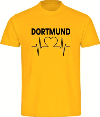 Produktbild von multifanshop Kinder T-Shirt - Dortmund - Herzschlag, gelb, Größe 128
