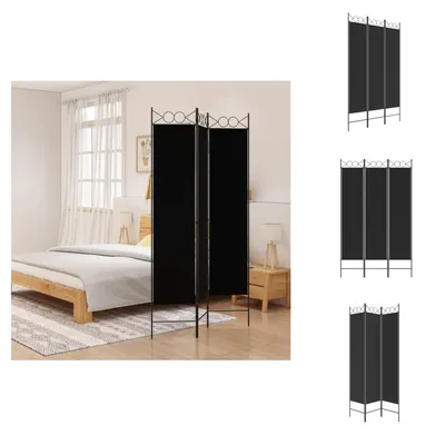 Zdjęcie produktu dla vidaXL 3-częściowy parawan czarny 120x200 cm tkanina - przegroda do pokoju