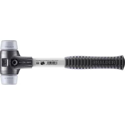 Produktbild von HALDER SIMPLEX Schonhammer Ø 40 mm TPE-mid grau mit verstärkem Tempergussgehäuse und Fiberglasstiel