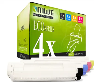 Produktbild von 4 Mehrwegtoner kompatible Lasertoner ersetzt OKI 44844616 44844615 44844613 44844614 Mehrfarbig