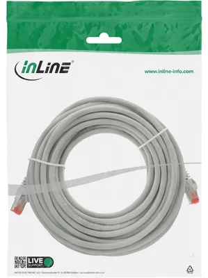 Produktbild von InLine Patchkabel, S/FTP (PiMf), Cat.6, 250MHz, PVC, Kupfer, grau, 50m, 50 m, Cat6, S/FTP (S-STP), RJ-45, RJ-45, Grau
