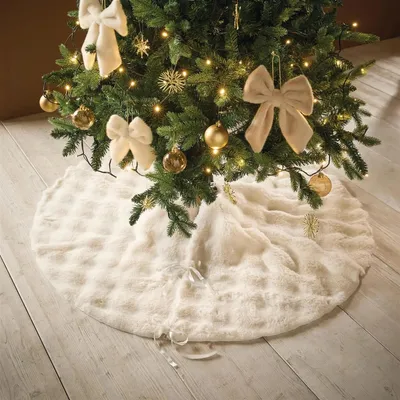 Produktbild von Christbaumdecke "White" aus Kunstfell in weiß, Ø 90 cm, Weihnachtsbaumdecke rund, Baumdecke, Weihnachtsbaum-Rock, Tannenbaum-Decke