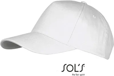 Image de SOLs 00594 | Five Panels Cap Long Beach / Fermeture réglable en métal - Couleur : Blanc - Taille : One Size
