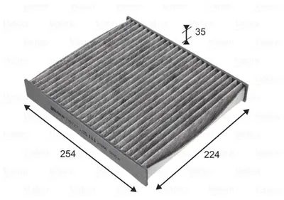 Produktbild von Innenraumfilter Aktivkohlefilter 254 mm - 224 mm VALEO für u.a. VW POLO