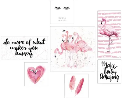 Produktbild von Leinwandbild Flamingo Style 7er-Set 110x88 cm