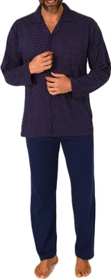 Produktbild von Normann Herren Langarm Schlafanzug Pyjama zum durchknöpfen, auch in Übergrössen ; rot , 68