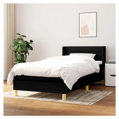Produktbild von Lattenrost mit Matratze, Schwarz, 90 x 200 cm, Stoff, Plattformbett, mit Lattenhalter, einfache Montage, für Schlafzimmer, Erwachsene
