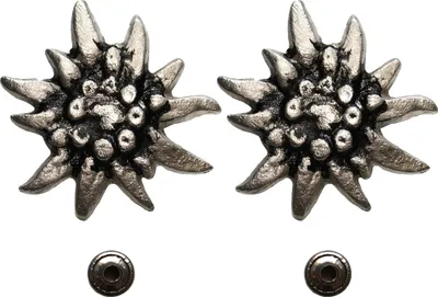 Produktbild von 1x  Paar Trachten Shuhe/Hosen/jacken Dekoratives Edelweiß + Niete aus Metall 35mm