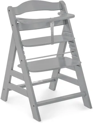 Immagine prodotto di Seggiolone in legno - Sedia con tavolino - Per mangiare insieme - Cresce insieme al bambino - Fino a 90 kg - Grigio