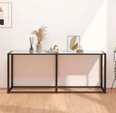 Produktbild von Konsolentisch Weiß Marmor-Optik 180x35x75,5 cm Hartglas