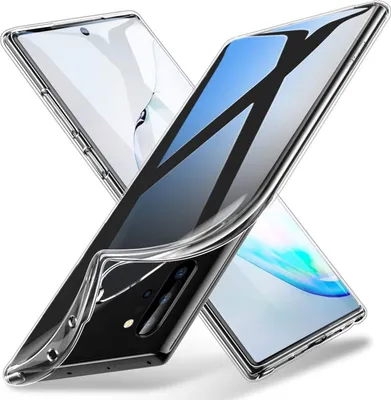 Two transparent phone cases are shown overlapping each other, with phones inside them.