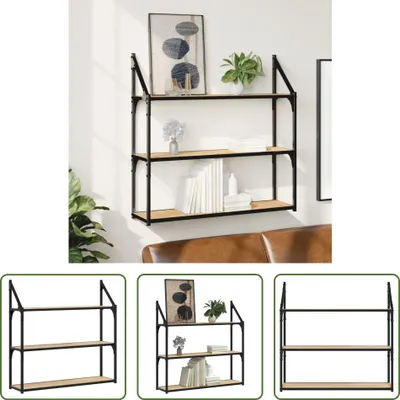 Obrázok produktu pre The Living Store nástenná polica 3 priehradky Sonoma dub 80x21x78,5 cm materiál na báze dreva