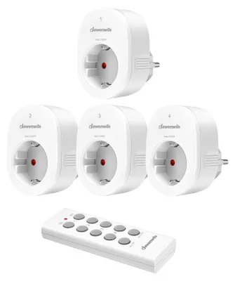Productafbeelding van Draadloze stopcontacten met afstandsbediening, set van 4, 2300W