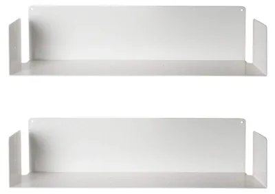 Schwebende Wandregale 60 cm, 2er-Set, Weiß, Stahl, unsichtbar