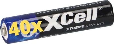 Zdjęcie produktu dla 40x bateria litowa XTREME AAA Micro FR03 L92 XCell 10x blister pack of 4
