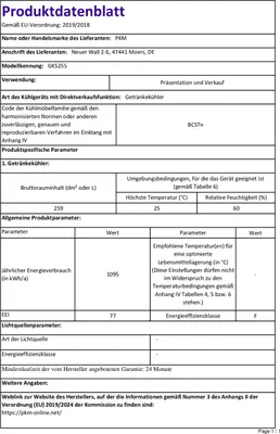 Zdjęcie produktu dla PKM GKS255, Chłodziarka do napojów, Wolnostojący, Biały, 259 l, 42 dB, 248 l