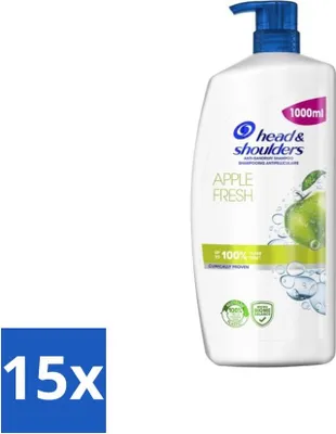 Produktbild von Head & Shoulders Anti-Schuppen-Shampoo – Apfelfrisch – Pumpspender – 1000 ml - Vorteilspack - 15 Stücke