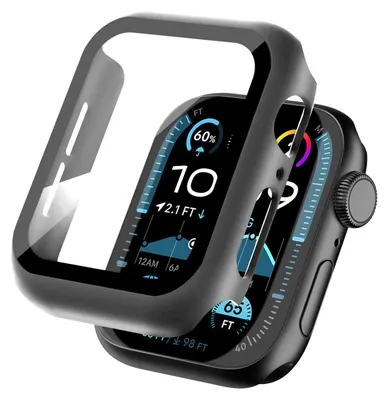 Produktbild von 360 Grad Smartwatch Hülle für Apple Watch Series 4 / 5 / 6 / SE1 / SE2 / SE3 40 mm mit Displayschutz Case Watch Cover Bumper Rundum Schutzhülle Uhr Bildschirmschutz Grau