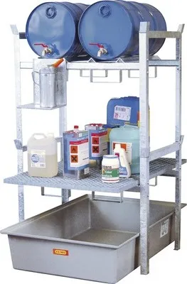 Produktbild von Fassregal Cemo 400 Variante 3 mit Fassauflagen und GFK-Auffangwanne 162x99x128 cm Tragkraft 500 kg