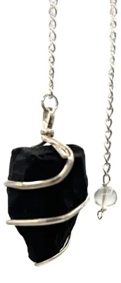 Image de Pendentif avec pierre pendulaire brute - Agate noire
