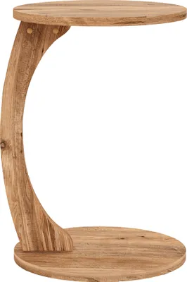 Produktbild von Beistelltisch ’Holeby’ Kaffetisch C-Form mit Rollen rund 56 x Ø 38 cm Holzoptik