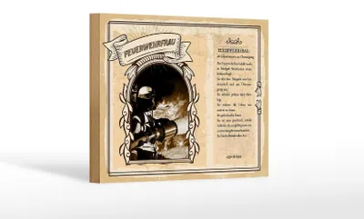Produktbild von Holzschild Berufe 18x12 cm Feuerwehrfrau Lebensretterin Not