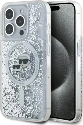 Produktbild von Karl Lagerfeld, MagSafe Liquid-Glitter-Hülle Karl & Choupette für iPhone 15 Pro Max, Transparent